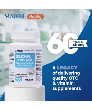 MAJOR Docusate Sodium 100 mg - Stool Softener Tablets for Constipation Relief - Helps Stop Constipation - Stool Softeners for Women Men and Kids Ages 12+ - 100 Count (2-Pack) - Buy Online on GoSupps.com