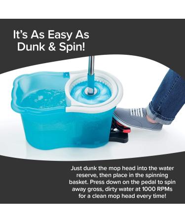 Hurricane Spin Mop by BulbHead As Seen On TV Mop & Bucket System | Super-Absorbent Microfiber Head, Reaches Anywhere, Spin Away Germs & Dirt - Buy Online on GoSupps.com