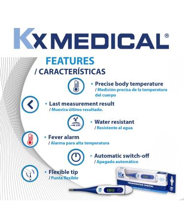 Flexible Tip Digital Thermometer | Accurate Body Temperature Measurement | Term metro Digital con Punta Flexible - Buy Online on GoSupps.com