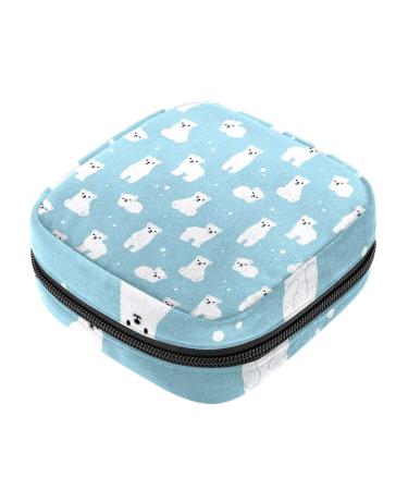 Bear Print Pattern Sanitary Napkin Storage Bag Large Capacity Menstrual Cup Pouch Girls Travel Portable Small Makeup Sanitary Pads Organizer Color 12