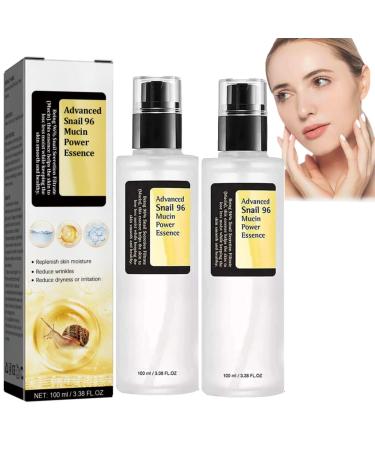 Snail Mucin 96% Power Repairing Essence 3.38 fl.oz 100ml Hydrating Serum for Face with Snail Secretion Filtrate for Dark Spots and Fine Lines Snail Mucin Serum For Face Moisturizer for All (2PC)