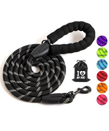 GNGNBH Rope Dog Lead 1.5m with Comfortable Padded Handle and Highly Reflective Threads for Medium Large Dogs (1.5m-1.2cm) 150x1.2cm A-Black