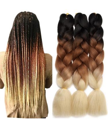 Tess Braids Extensions Brown 60 cm 3 Pack Jumbo Braids Kanecalon Kunsthaar For single-laid box braids hair extension braid 100g/bundle ombre hair braids extension (3 piece-black/brown ombre) 60 cm (3 pieces) black/brown ombre - Buy Online on GoSupps.com