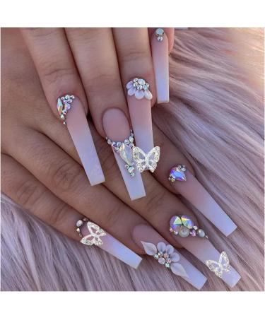 20PCS Silver Shiny 3D Butterfly Nail Charms | Rhinestone Metal Nail Art Gems for Women | Luxury DIY Nail Decoration - Buy Online on GoSupps.com