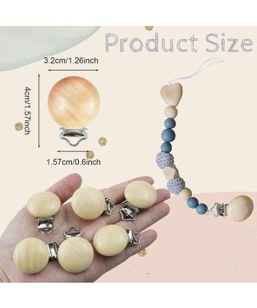 16 Piece Natural Beech Wood Pacifier Clips - DIY Teething Toy Holder & Charm Accessories - Buy Online on GoSupps.com
