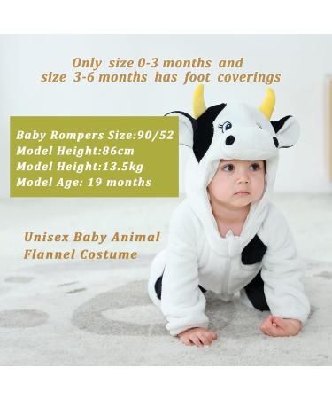 Doladola Baby Hooded Animal Onesie | Black & White Cow | 6-12 Months - Buy Online on GoSupps.com