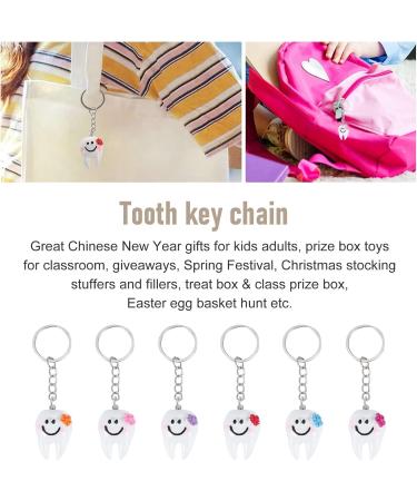 20pcs Cute White & Silver Keyring Keychain Tooth Gifts | International Shipping Available - Buy Online on GoSupps.com