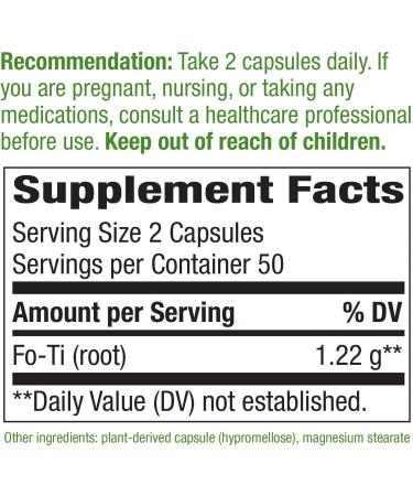 Nature's Way Fo-Ti Root 1220 mg - 100 Count Herbal Supplement - Buy Online on GoSupps.com