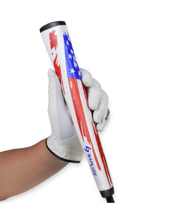 SAPLIZE Golf Putter Grip, Midsize, Lightweight Golf Grips, Pistol Shape Anti-Slip Pattern - Choose Between USA Flag Series, Excellent Push for Golfer Pistol V2, Red/White
