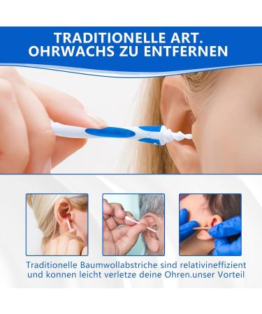 Upgraded 360 Spiral Silicone Ear Cleaner Kit - Ear Wax Remover with 16 Washable Heads for Kids & Adults - Best Ear Cleaning Solution - Buy Online on GoSupps.com