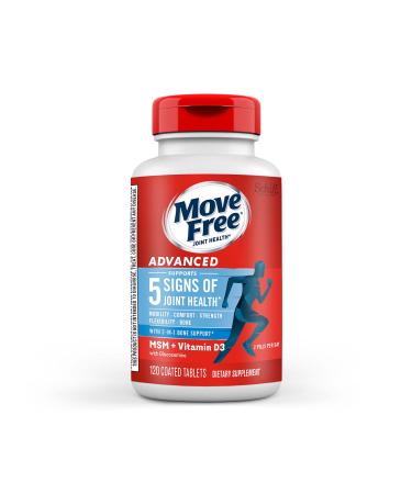 Move Free Advanced Glucosamine Chondroitin MSM + Vitamin D3 Joint Support Supplement, Supports Mobility Comfort Strength Flexibility & Bone + Immune Health - 120 Tablets (40 servings)* 120 Count (Pack of 1)