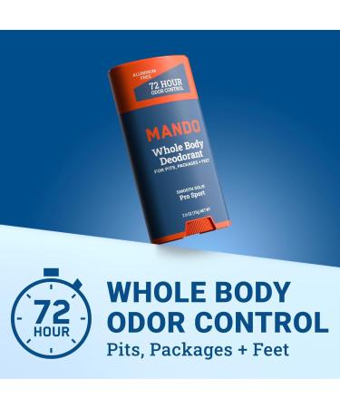 Mando Whole Body Deodorant - Invisible Cream and Solid Formulas - 72 Hour Odor Control - Aluminum & Baking Soda Free - Skin Safe - 3 oz Cream & 2.6 oz Solid Bundle - Pro Sport - Buy Online on GoSupps.com