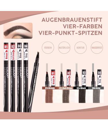 LULAA P-Beauty Waterproof Long Lasting Eyebrow Pencil 4 Colors 4 Tips - Buy Online on GoSupps.com