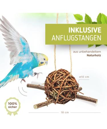 Vogelgaleria 2 Set Business Hay Pasture Ball 10cm - Best Budgie Toy for Climbing & Nibbling | Handmade Bird Accessories - Buy Online on GoSupps.com