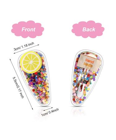 Sparkle Fruit Snap Hair Clips - 15 Piece Set | Quicksand Sequin Hairpins for Girls | Sweet Barrette Styling Accessories - Buy Online on GoSupps.com
