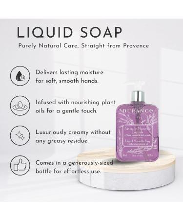 Durance Liquid Marseille Soap With Lavender Essential Oil 300ml - Paraben Free Hand Wash - Vegan Friendly - Gently Cleanses & Nourishes - Buy Online on GoSupps.com