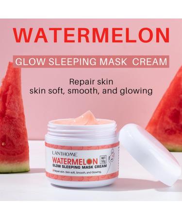 Watermelon Glow Sleeping Mask Cream - Hyaluronic Acid to Repair Skin - Make Skin Soft Smooth and Glowing - Watermelon Hydrating Face Mask to Deep Hydration - Help Minimize the Appearance of Pores - Buy Online on GoSupps.com