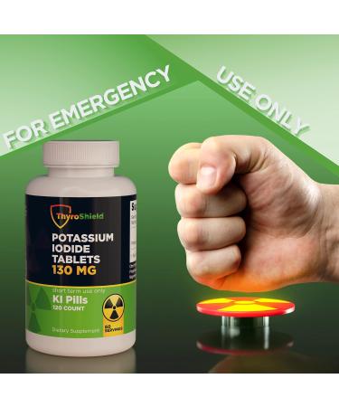 ThyroShield Potassium Iodide Tablets - 130mg Dose | Thyroid Support & Emergency Survival Supplement | USA Made KI Pills (120 Count) - Buy Online on GoSupps.com