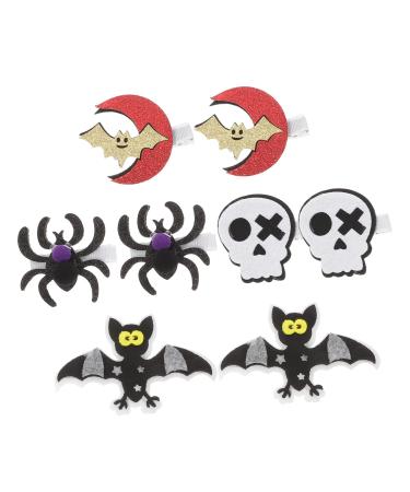 ABOOFAN 4 Pairs Halloween Hair Clips Spider Hairpin Bat Hair Clip Gothic Hair Accessories Goth Hair Clips Clips for Hair Ghost Spider Skull Hair Barrette Issue Card Felt Iron