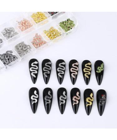 RUNRAYAY 60Pcs snake Luxury Nail Art Rhinestone 3D Dangle Nail Art Charms Crystal Gems Nail Diamond for Girl Women DIY Nail Design Craft Jewelry Making with a Box 5 Styles - Buy Online on GoSupps.com