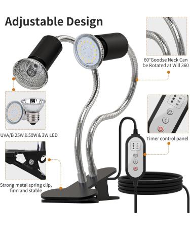 Shop LEDBOCLI TILD Heating Light Bulbs 3.5W 25W 50W for Aquariums & Reptiles - E27 Clip Lamps with UVB for Lizards Turtles & Snake Habitats - Buy Online on GoSupps.com