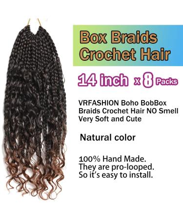 8 Packs Boho Bob Box Braids Crochet Hair 14 Inch - 3X Bohemian Goddess Box Braids in T1B-30 - Synthetic Braiding Hair Extensions for Black Women - Buy Online on GoSupps.com