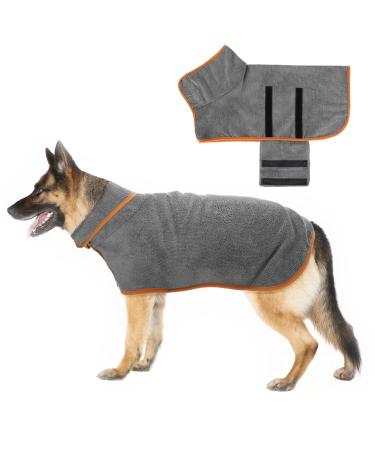 Dog wadtered coat microfiber dog bathrobe bath towel dog bemper coat extra absorbent quick drying dog bemper with adjustable straps for large means and small dogs (XL)