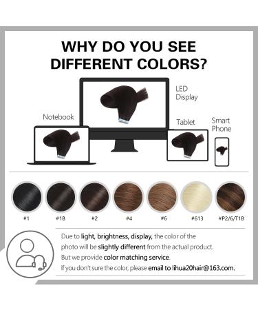 Sunya 24 Black Tape in Hair Extensions - 100% Human Hair Seamless Skin Weft, 50g (20pcs) - #1B Natural Black - Buy Online on GoSupps.com