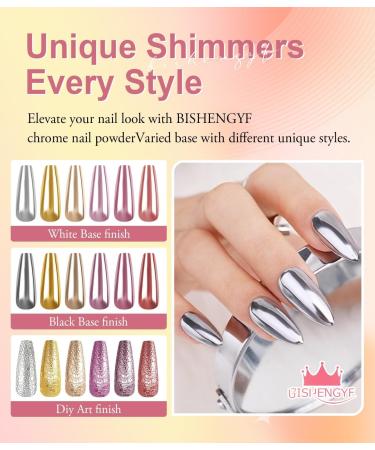 Ledsuuei Chrome Nail Powder - Upgrade Mirror Effect | Rose Gold Metallic Pigment for DIY Nail Art | Aurora Ice Shimmer Chrome Powder - Buy Online on GoSupps.com