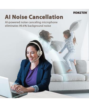 Wireless Bluetooth Headset with Noise Canceling Microphone, USB Dongle, Mic Mute - Trucker Headset for Cell Phone, Office, Skype, Zoom - White Gold - Buy Online on GoSupps.com