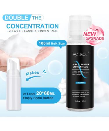 Eyelash Cleanser Concentrate Unscented 100ml Professional Lash Extensions Shampoo Natural Foaming Cleanser DIY Paraben & Sulfate Free Non-lrritating Wash for Extensions Lashes with Salon Home Care-Makes 60ml Bottles Eyelash Shampoo Unscented 1 count (Pack - Buy Online on GoSupps.com