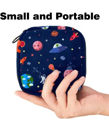 SpaceCraft Earth Stars Navy Sanitary Napkin & Menstrual Cup Storage Bag | Portable Menstruation Pad Pocket for Teen Girls & Women - Buy Online on GoSupps.com