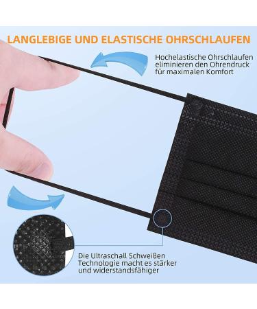Symtex 100 Pack Black Surgical Masks Type IIR - 3-Layer Disposable Mouth & Nose Protection Masks for Superior Safety - Buy Online on GoSupps.com