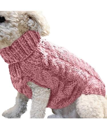 Cozy Dog Roll Collar Sweater - Pink Winter Coat for Small Medium & Large Dogs | Thick Knitting for Pets & Cats - Size M - Buy Online on GoSupps.com