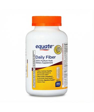 Psyllium Husk Fiber Capsules Daily Fiber Supplement Capsules Unflavored Gluten Free Formula 300 Count