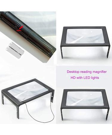 Hanme 5X LED Lighted Full Page Reading Magnifier for Low Vision Seniors - Hands-Free Rectangular Magnifying Glass for Repair and Observation - Buy Online on GoSupps.com