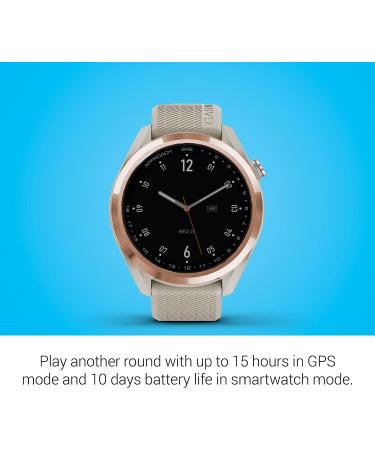 Garmin Approach S42 GPS Golf Smartwatch - 1.2 Touchscreen, 42k+ Preloaded Courses, Rose Gold Ceramic Bezel - Tan Silicone Band | 010-02572-12 - Buy Online on GoSupps.com