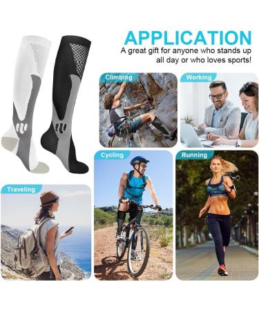 Buy Acwoo Compression Stockings for Men & Women - Medical Knee Socks for Sports & Thrombosis Relief - 2 Pairs L/XL Black/White - International Shipping - Buy Online on GoSupps.com