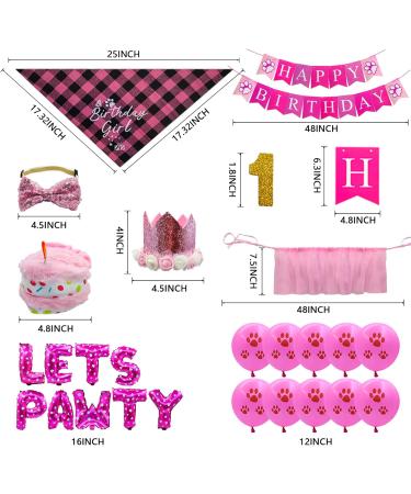 Dog Birthday Party Supplies LMSHOWOWO Dog Birthday Bandana Girl with Dog Birthday Hat Bow Tie Sticky Number Tutu Skirt Outfit LETS PAWTY Balloon Dog Birthday Banner Cake Toy for Dogs Pet (Pink) - Buy Online on GoSupps.com