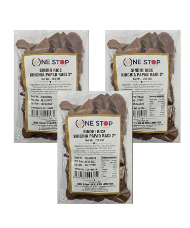 One Stop Dealer Sindhi Rice Khichia Papad (200 Gram) - Crispy and Delicious Made with Indian Ingredients Accompaniment to Any Meal (Pack of 3 Sindhi Rice Khichia Papad Ragi)