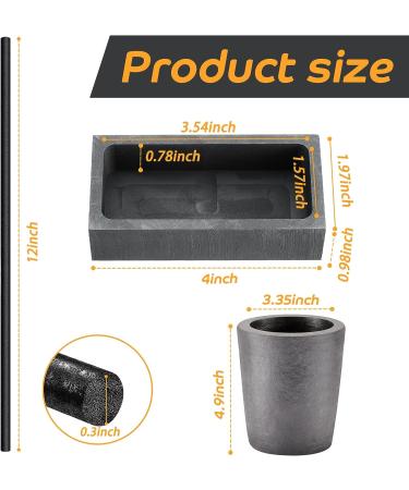 5 Pcs Clay Graphite Foundry Crucible Kit for Melting, Casting, and Refining - Includes 4Kg Crucibles, Ingot Mold, Stainless Steel Tongs, and Stir Rod - Buy Online on GoSupps.com