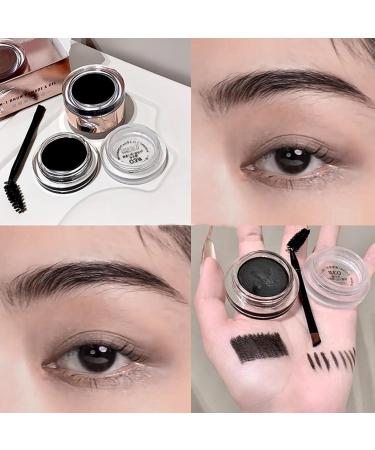 Brow Gel PomadeLong Lasting Eyebrow Cream Makeup Brow Pomade with Brush for Home Sports Rain Daily Commuting Party Dating Travel Soot Black - Buy Online on GoSupps.com