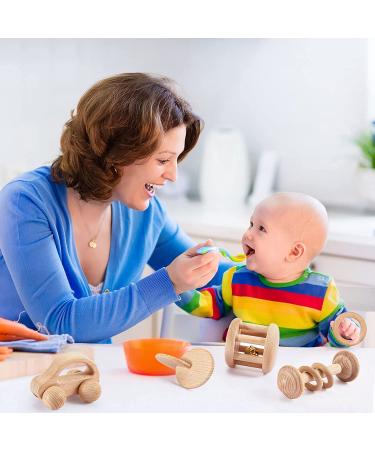 Wooden Montessori Baby Toys Set | Rattles, Push Car & Newborn Gifts | 0-12 Months - Buy Online on GoSupps.com