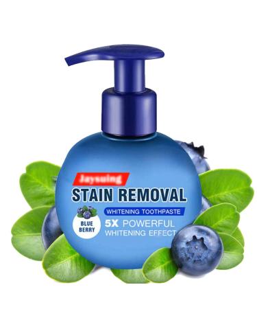 Baking Soda Whitening Toothpaste Stain Removal Press Whitening Toothpaste Strong Cleaning Power Natural Stain Remover Fluoride-Free Toothpaste (Blueberry Flavor) J-1p