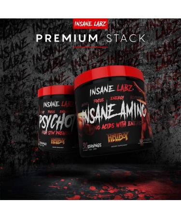 Insane Labz Insane Amino Hellboy Edition - BCAA with Energy & Focus for Muscle Recovery | 30 Servings | Blue Raspberry - International Shipping Available - Buy Online on GoSupps.com