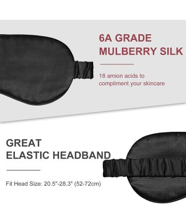 OLESILK Silk Sleep Mask Eye Mask Blindfold for Full Night's Sleep, Travel & Nap - Double Layer Filling, Elastic Strap, Luxury Bag & Ear Plugs - Black - Buy Online on GoSupps.com
