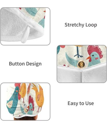 Colorful Cute Chicken Hair Towels 2 Pack - Super Absorbent Quick Dry Hair Turbans for Women & Girls - Buy Online on GoSupps.com