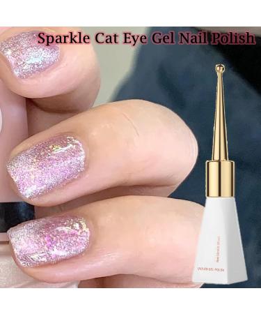 Cat Eye Gel Nail Polish Purple Glitter Magnetic Gel Nail Polish Purple Cat Eye Gel polish Soak Off UV/LED 10Ml Purple Sparkle Holographic 9D Cat Magnetic Nail Polish Nail Art Salon At Home - Buy Online on GoSupps.com