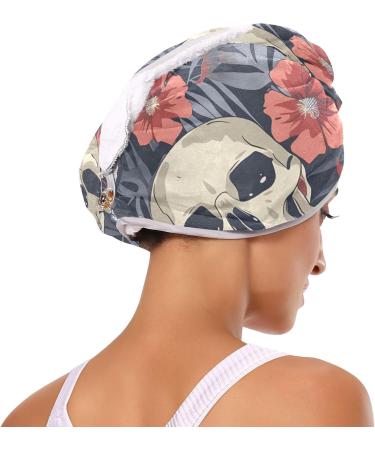 Seamless Skull & Flower Hair Towel 2 Pack | Super Absorbent Quick Dry Hair Turbans for Women & Girls - Buy Online on GoSupps.com