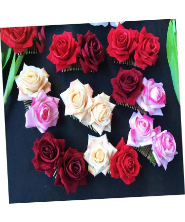 Beaupretty Hair Accessory for Women Barrettes for Women Hair Combs for Women Rose Hair Comb Rose Hair Clip Flower Hair Comb Fork Comb Hairpin Hair Accessories Red Headgear - Buy Online on GoSupps.com